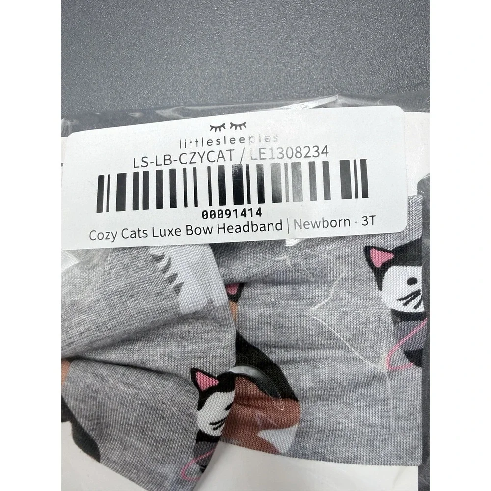 Little Sleepies COZY CATS Luxe Headband Bow Newborn To 3T NEW NIB